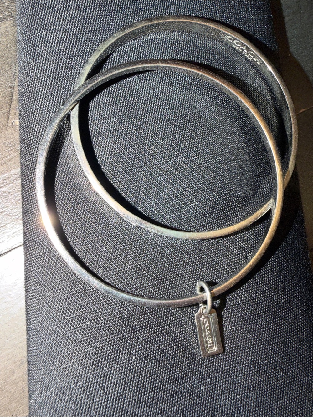Coach Silver-Tone Stackable Bangle Bracelets with Coach Tag